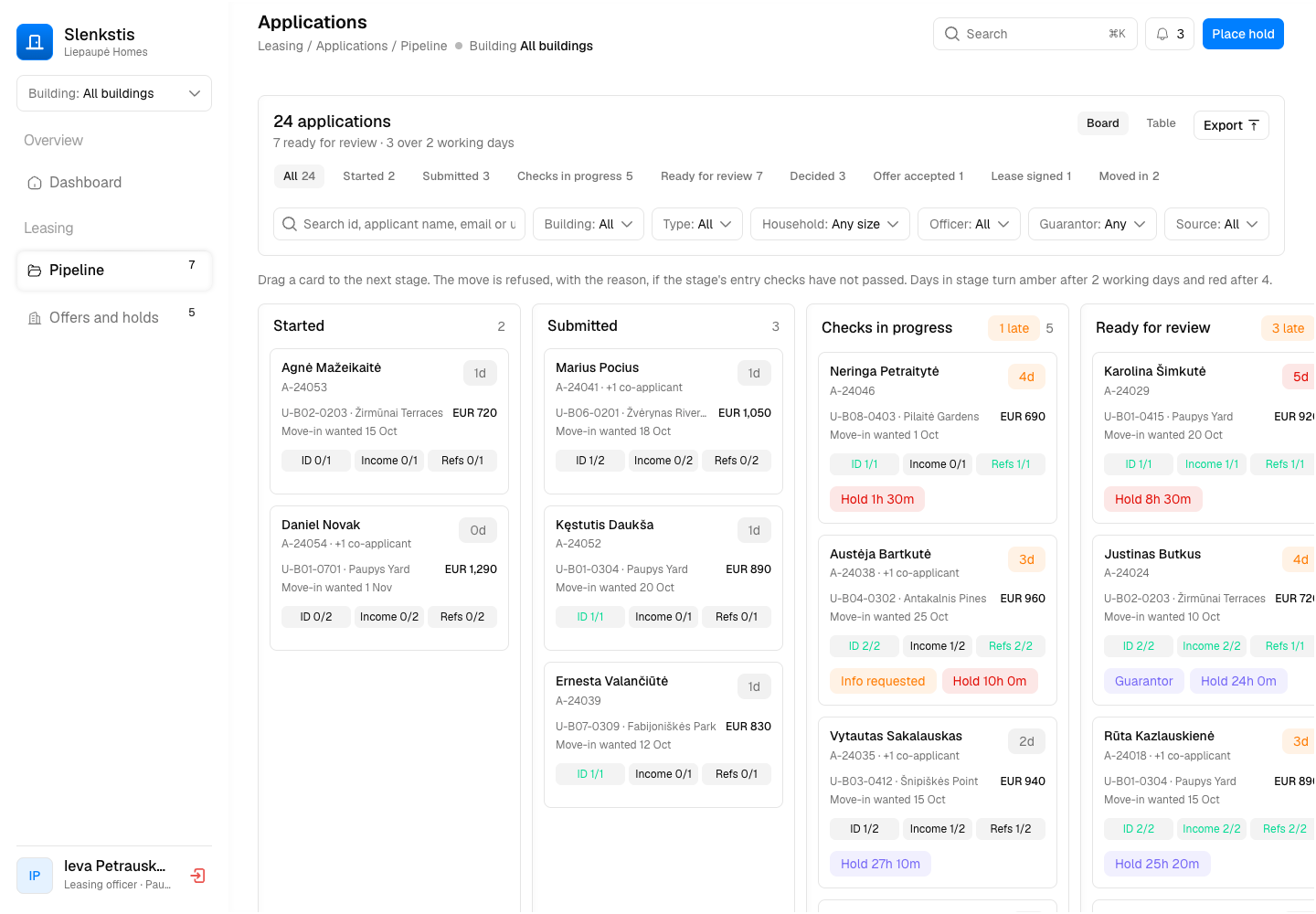 Slenkstis - Rental Application and Leasing Console with Human-Decided Screening screenshot 2