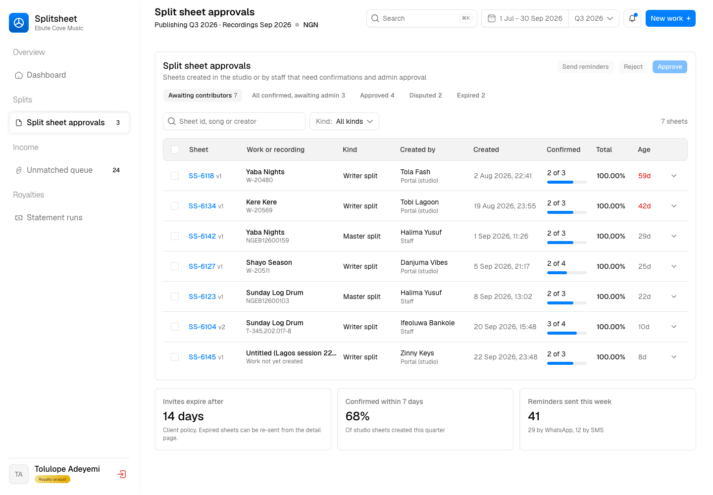 Splitsheet - Split Sheets, Usage Matching and Reproducible Royalty Statements screenshot 2
