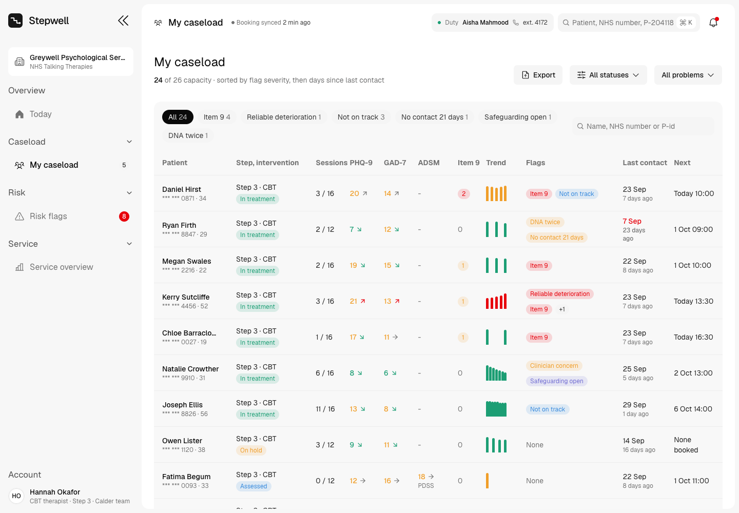 Stepwell - Care Team Dashboard for an NHS Talking Therapies Service screenshot 2