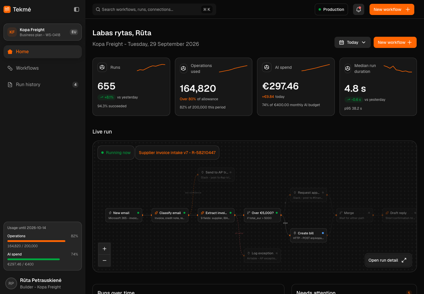 Tekmė - No-Code Workflow Automation Builder with AI Steps