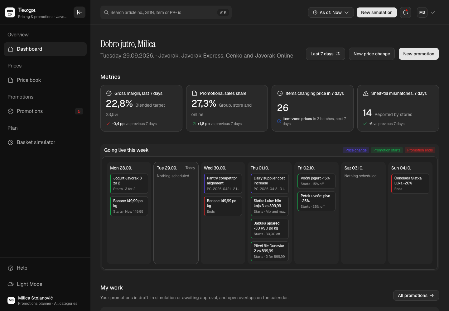Tezga - Pricing and Promotions Engine with Basket Simulation and Pre-Launch Checks