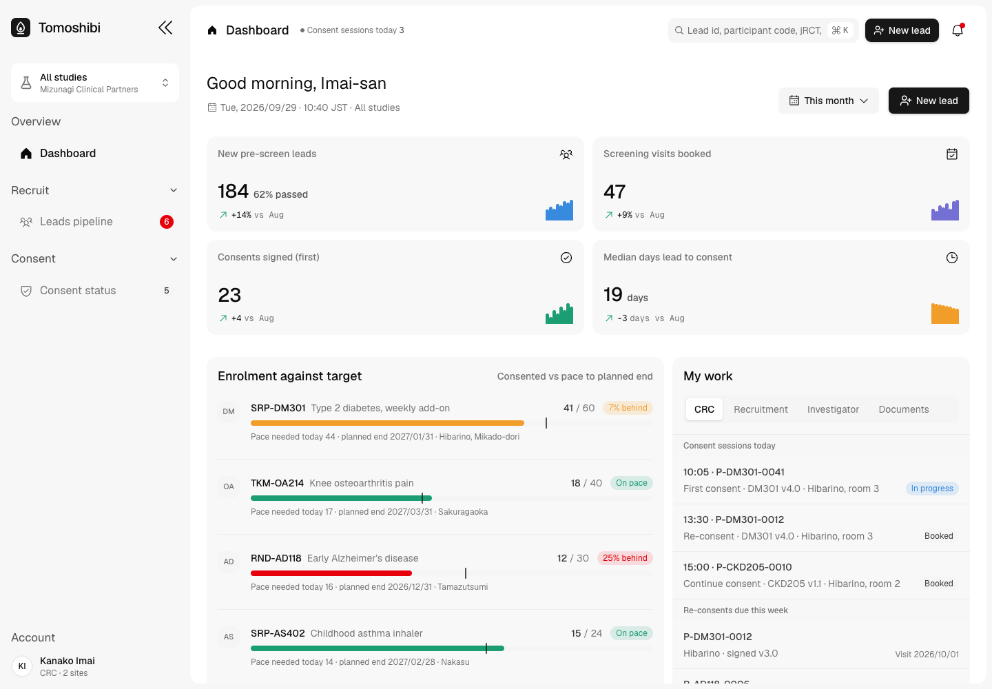 Tomoshibi - Trial Recruitment and eConsent Platform for a Japanese SMO