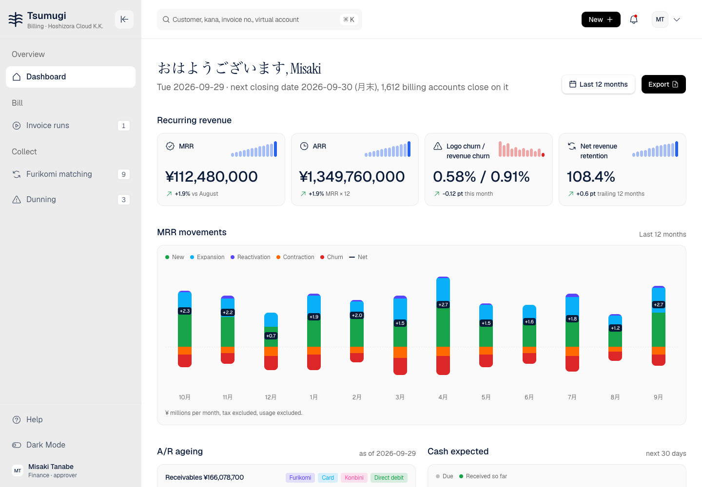 Tsumugi - Subscription Billing with Qualified Invoices and Furikomi Matching