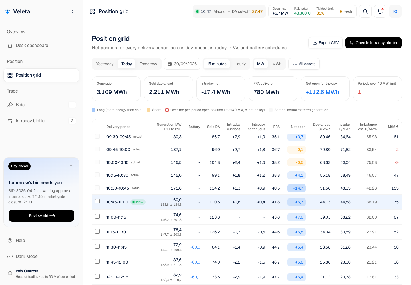 Veleta - Power Trading and Risk Console with Human Approval screenshot 2