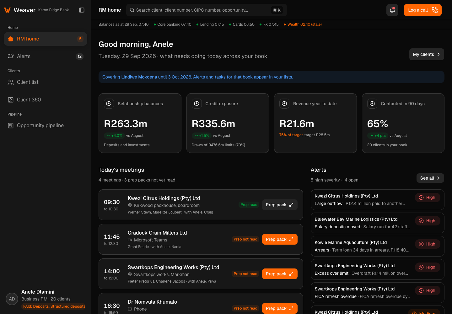Weaver - Relationship Manager 360 Workspace
