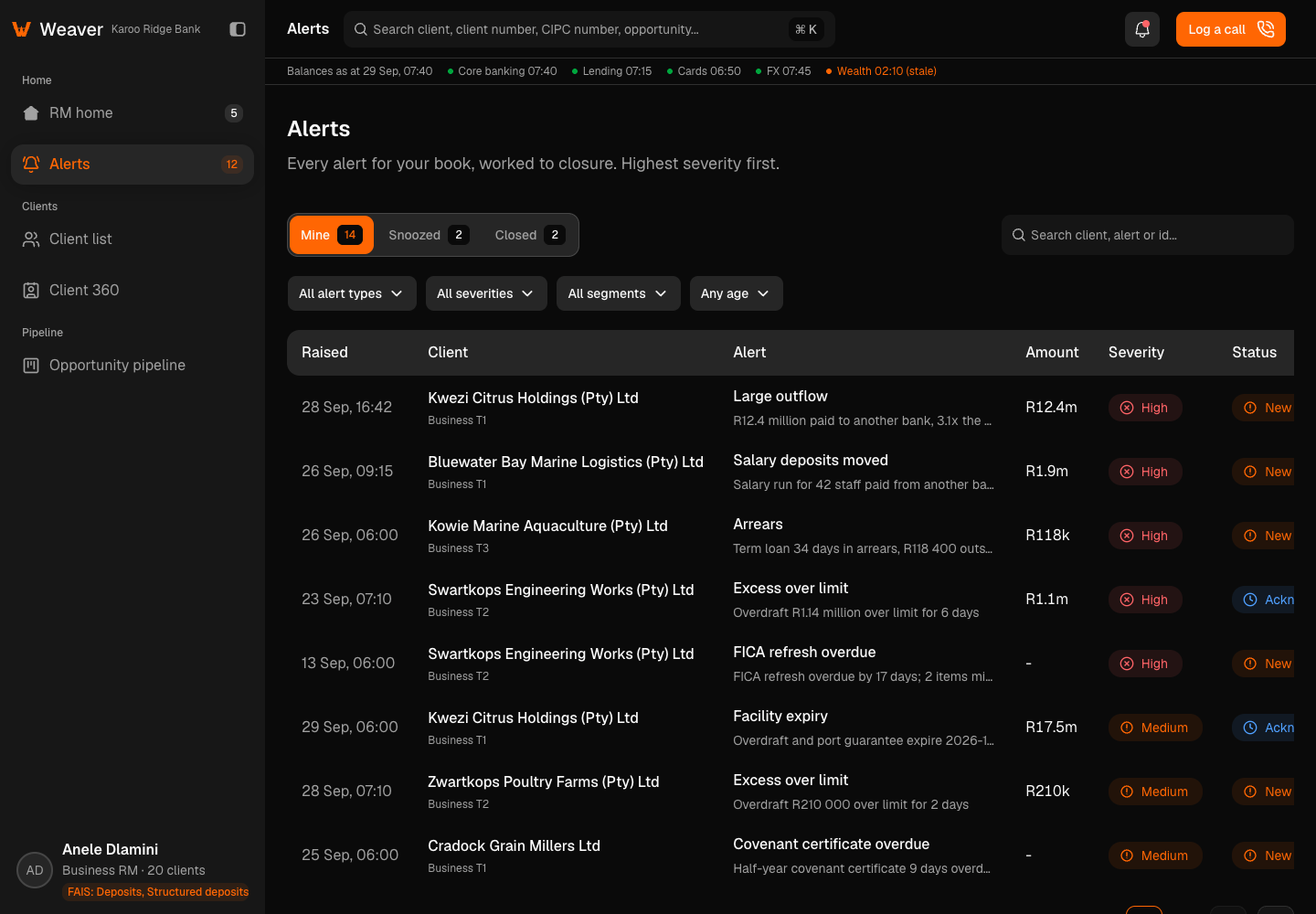 Weaver - Relationship Manager 360 Workspace screenshot 2