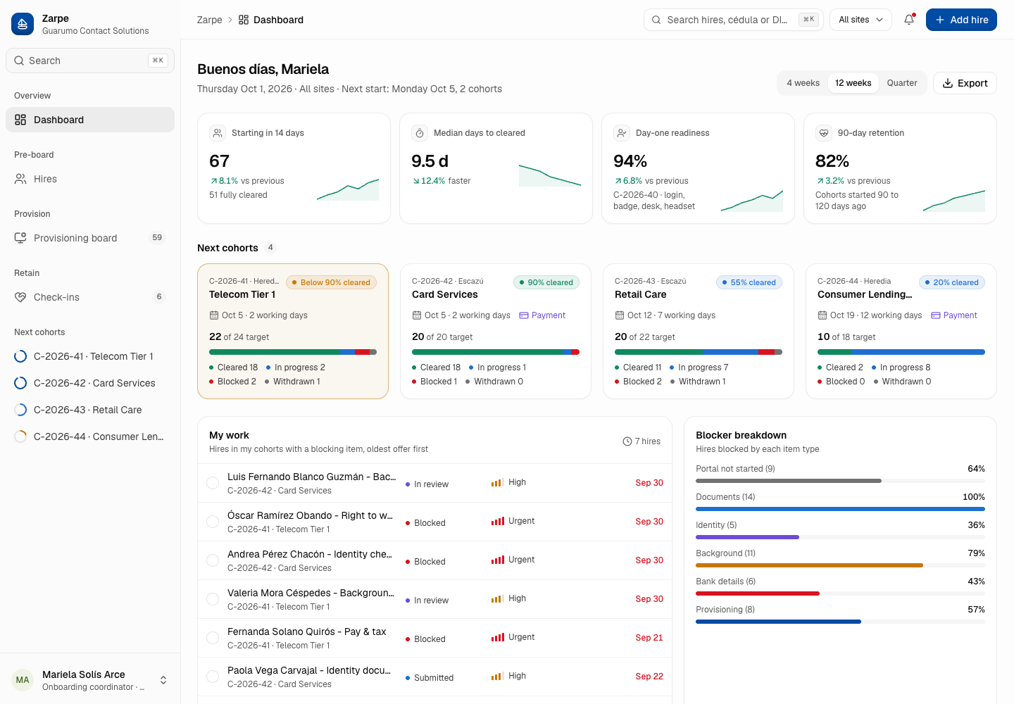 Zarpe - Employee Onboarding Platform for a Contact-Centre BPO